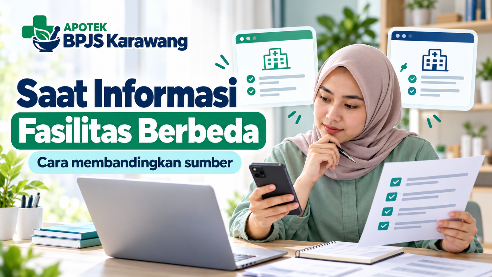Ilustrasi membandingkan informasi fasilitas dari beberapa sumber